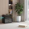 2 Set Nightstand with Adjustable LED Strip Light, 2-drawers, Large Storage Space, Suitable for Bedside Table, Coffee Table