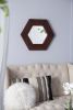 18.5" x 18.5" Hexagon Mirror with Dark Brown Solid Wood Frame