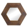 18.5" x 18.5" Hexagon Mirror with Dark Brown Solid Wood Frame