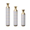 Set of 3 Handcrafted Large Metal Glazed Floor Vases in Different Sizes