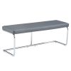 51.5" Decorative Stainless Steel Contemporary Bench in Faux Leather for Entryway Bench, Bedroom end of Bench, Dining Bench, Kitchen Seat Dining