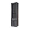 Modern Wine Showcasing Cabinet with Two Glass Shelves and Storage Cabinet in Distressed Grey