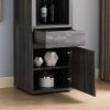 Modern Wine Showcasing Cabinet with Two Glass Shelves and Storage Cabinet in Distressed Grey