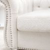 White Teddy Velvet Fabric Chair, Tufted Button Backrest and Armrest with Nailhead Trim and Sturdy Clear Acrylic Legs