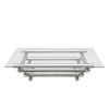 Modern SILVER Stainless Steel Singer-Layer Clear Tempered Glass Coffee Table for Bedroom Living Room