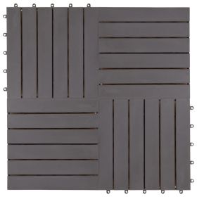 20 Piece Gray Wash Decking Tiles in Solid Acacia Wood - 11.8" x 11.8"