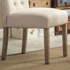 Set of 2 Tan Habit Solid Wood Dining Chairs with Tufted Parsons Backrest