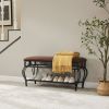 Shoe Rack Bench for Entryway, Industrial Bench, Rustic Shoe Rack for Small Spaces, Upholstered Entryway Bench, Multipurpose Entryway