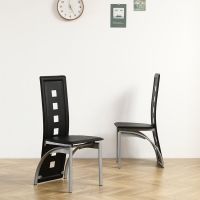 4 Piece Long Backrest Square Hollow Black Dining Chairs 4 Piece Long Backrest Square Hollow Black Dining Chairs