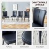 Set of 2 Black Dining Chairs, Curved Backrest and Cushion Seat with Black Metal Legs