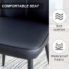 Set of 2 Black Dining Chairs, Curved Backrest and Cushion Seat with Black Metal Legs