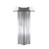 Clear Tempered Glass Top Console Table with Silver Mirror Finish and Stainless Steel Base