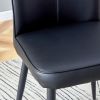 Set of 2 Black Dining Chairs, Curved Backrest and Cushion Seat with Black Metal Legs