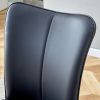 Set of 2 Black Dining Chairs, Curved Backrest and Cushion Seat with Black Metal Legs