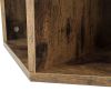 Set of 2 Hexagonal Antique Wood Coffee Table with Nightstand