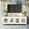 71-inch stylishTVcabinet,Entertainment CenterTV stand,TVConsoleTable,Media Console,solidwood frame,Changhong glass door,Metal handle,antique white