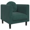 Dark Green Velvet Sofa Chair, Padded Seat, Armrest & Backrest with Button Tufted Pillow Cushion