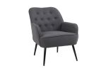 Dark Gray Modern Mid Century Velvet Sherpa Armchair with Iron Legs