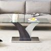 Rectangular Coffee Table.Tempered glass countertop, and artistic MDF legs,perfect for hosting dinners, conferences, home