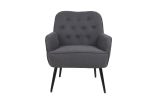 Dark Gray Modern Mid Century Velvet Sherpa Armchair with Iron Legs