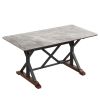 Sintered Stone Dining Table, 63" Modern Gray Rectangular Kitchen Dinner Table