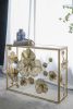 Gold Console Table with Mirrored Glass Top and Gold Gilded Floral Design