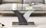 Rectangular Coffee Table.Tempered glass countertop, and artistic MDF legs,perfect for hosting dinners, conferences, home