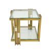 Golden Stainless Steel End Table, Double-Layer, Clear Tempered Glass End Table, for Bed Room, Living Room