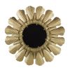 Round Gold Metal Mirror with Trumpet Vine Motif