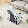 Rectangular Coffee Table.Tempered glass countertop, and artistic MDF legs,perfect for hosting dinners, conferences, home