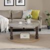 Mid-Century 2-Tier Round Coffee Table with Storage Shelf, Grey