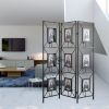 3 Panel Metal Frame Wall Screen/Divider with Nine Photo Holder Front and Nine Candle Holder Back