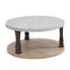 Mid-Century 2-Tier Round Coffee Table with Storage Shelf, Grey