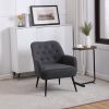 Dark Gray Modern Mid Century Velvet Sherpa Armchair with Iron Legs