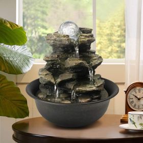 8.3" Rock Cascading Tabletop Fountain with LED Light for Relaxation