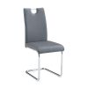 Modern Dining Chairs Set of 4, Side Dining Room/Kitchen Chairs, Faux Leather Upholstered Seat and Metal Legs Side Chairs, Grey