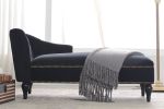 Velvet Chaise Lounge Chair, Button Tufted Right Arm with Nailhead Trim and Solid Wood Legs