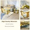 Golden Stainless Steel End Table, Double-Layer, Clear Tempered Glass End Table, for Bed Room, Living Room