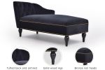 Velvet Chaise Lounge Chair, Button Tufted Right Arm with Nailhead Trim and Solid Wood Legs