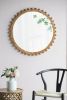 34" Round Wooden Mirror with Beaded Frame