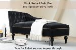 Velvet Chaise Lounge Chair, Button Tufted Right Arm with Nailhead Trim and Solid Wood Legs