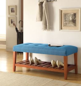 Charla Light Blue Fabric & Oak Finish Bench