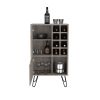 Manhattan L Bar Cabinet; Eight Built-in Wine Rack; Single Door -Light Gray