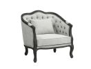 ACME Samael Chair in Gray Linen and Dark Brown Finish with 1 Pillow