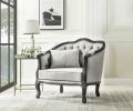 ACME Samael Chair in Gray Linen and Dark Brown Finish with 1 Pillow