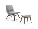 Whitney Modern Grey & Walnut Accent Chair with Footrest Ottoman