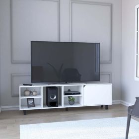 70" Estocolmo Entertainment Center with Four Open Shelves and White Finish