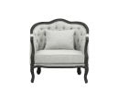 ACME Samael Chair in Gray Linen and Dark Brown Finish with 1 Pillow