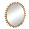 34" Round Wooden Mirror with Beaded Frame