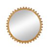 34" Round Wooden Mirror with Beaded Frame